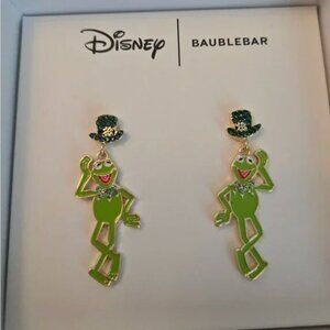 Disney BaubleBar Muppets Kermit the Frog St. Patrick's Day Dangle Drop Earrings